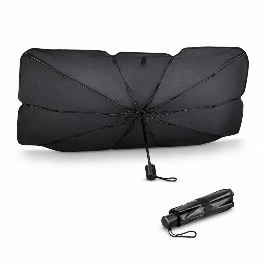Parasol negro plegable tipo paraguas para parabrisas