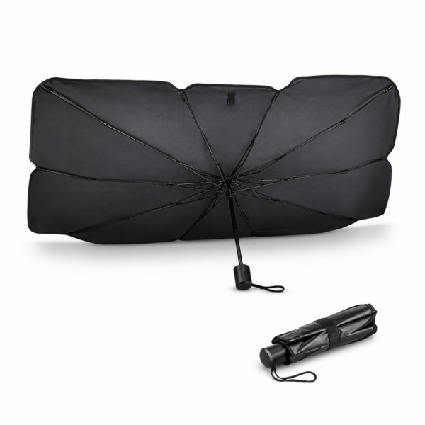 Parasol negro plegable tipo paraguas para parabrisas